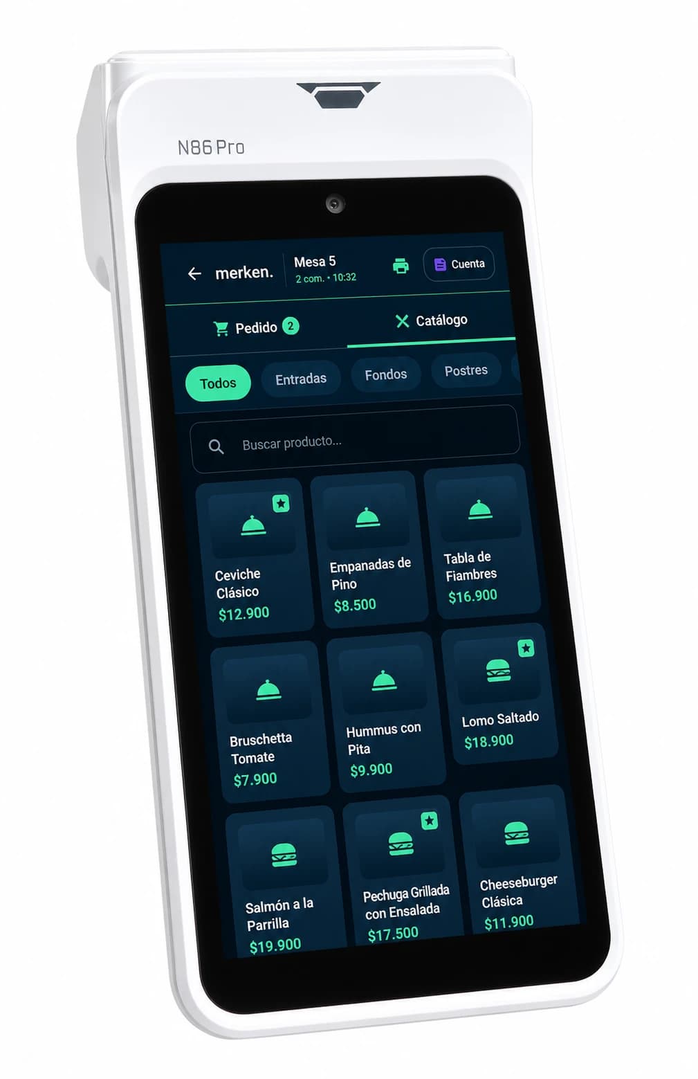 App de restaurante corriendo en el SmartPOS N86 Pro